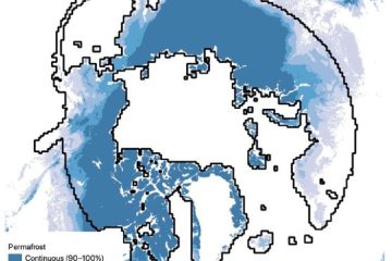 Coverage of the ArcticDEM in the Arctic with permafrost extent.